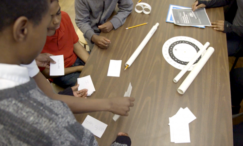 Students build a cypher wheel as part of Cybersecurity STEM curriculum